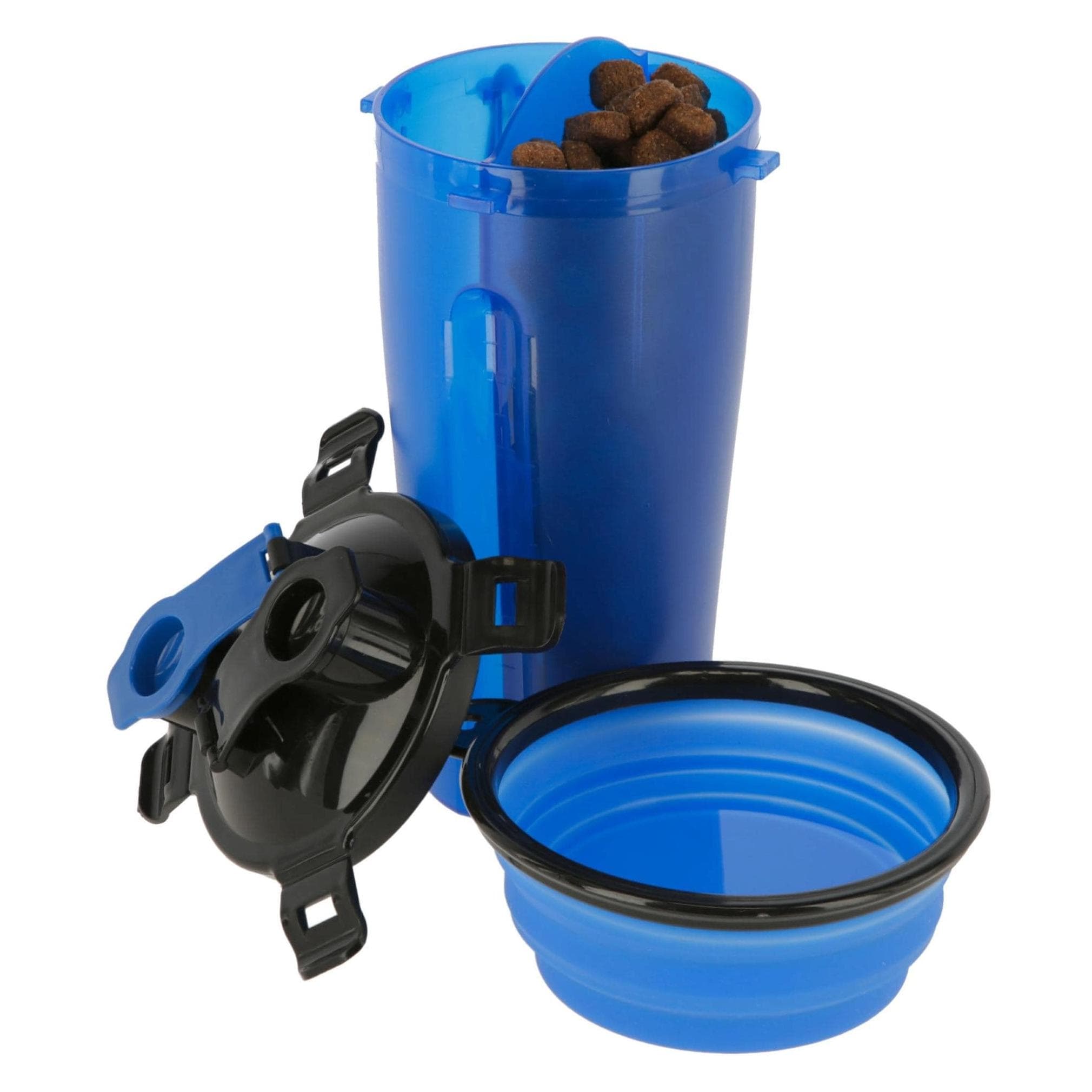 Kerbl Futter- und Wasserbehälter 2x350ml, inkl. Reisenapf, blau (35 cl), Futternapf