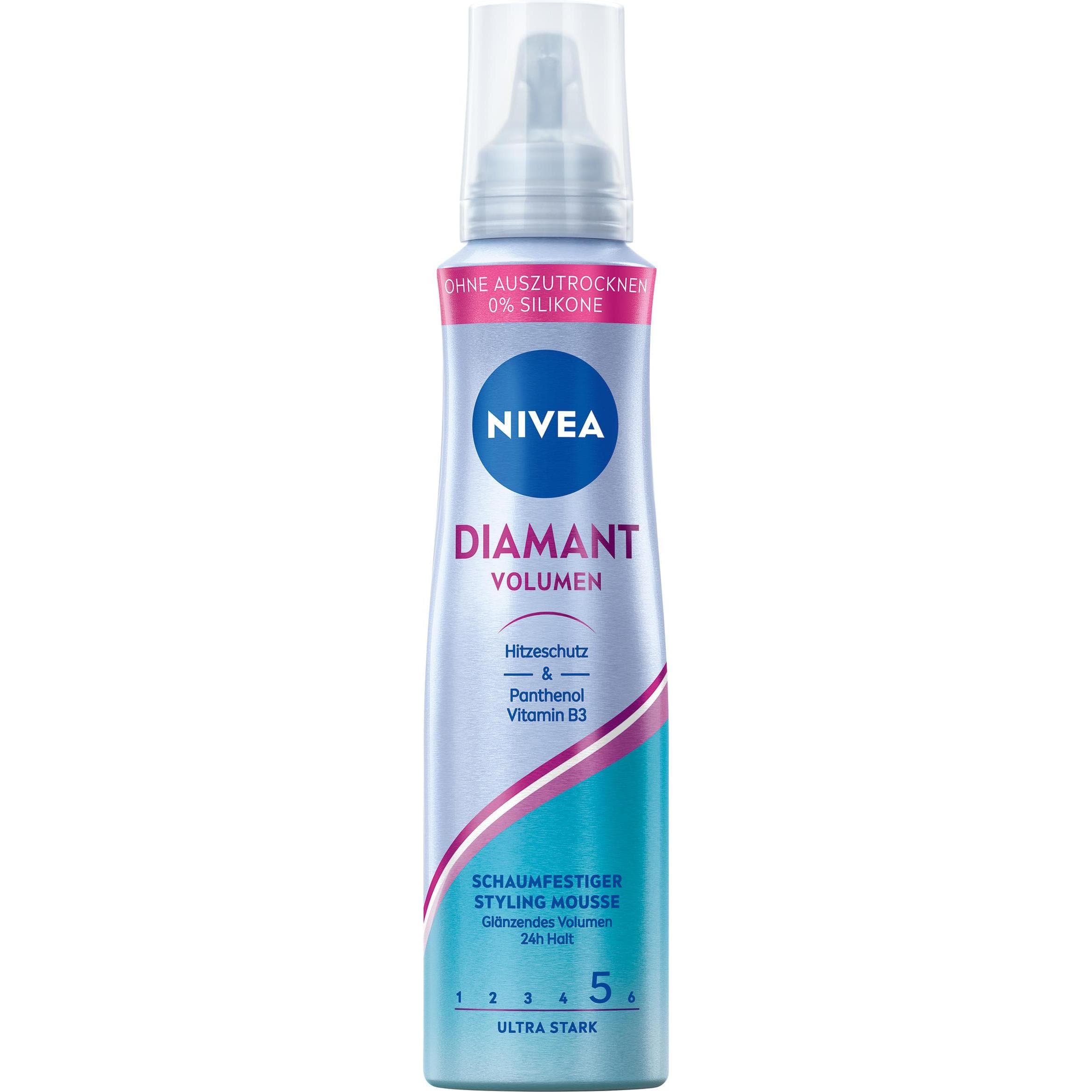 NIVEA, Haarschaum, Diamond Volume Styling Mousse (Volumenschaum, 150 ml)