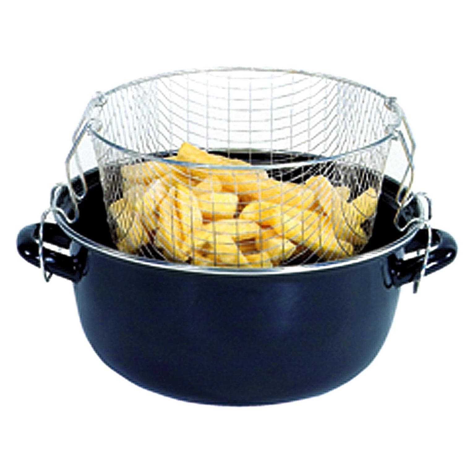 Krüger Pommes-Frites-Topf, Pfanne + Kochtopf, Schwarz, Silber