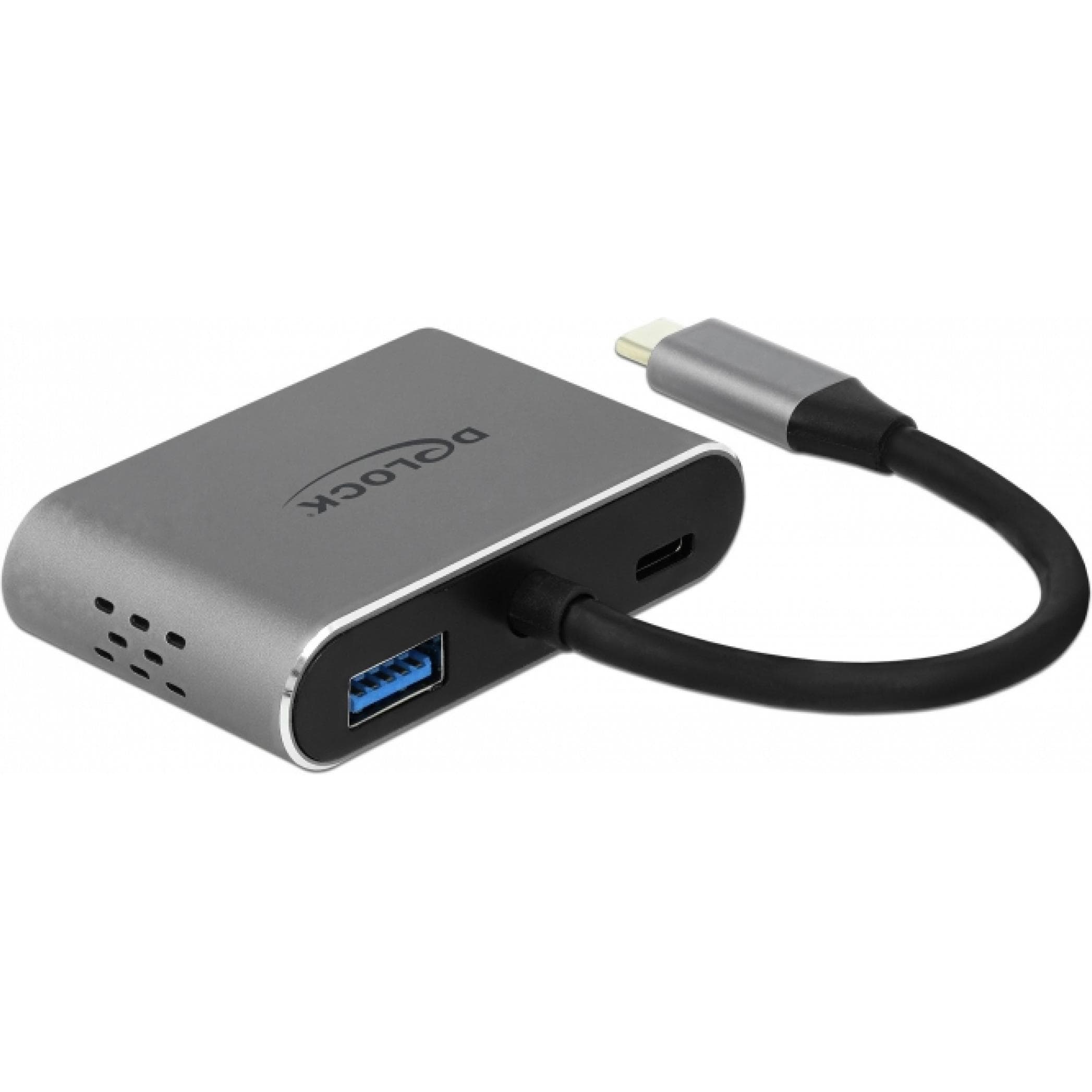 Delock 64074 (USB-C), Dockingstation + USB Hub, Grau