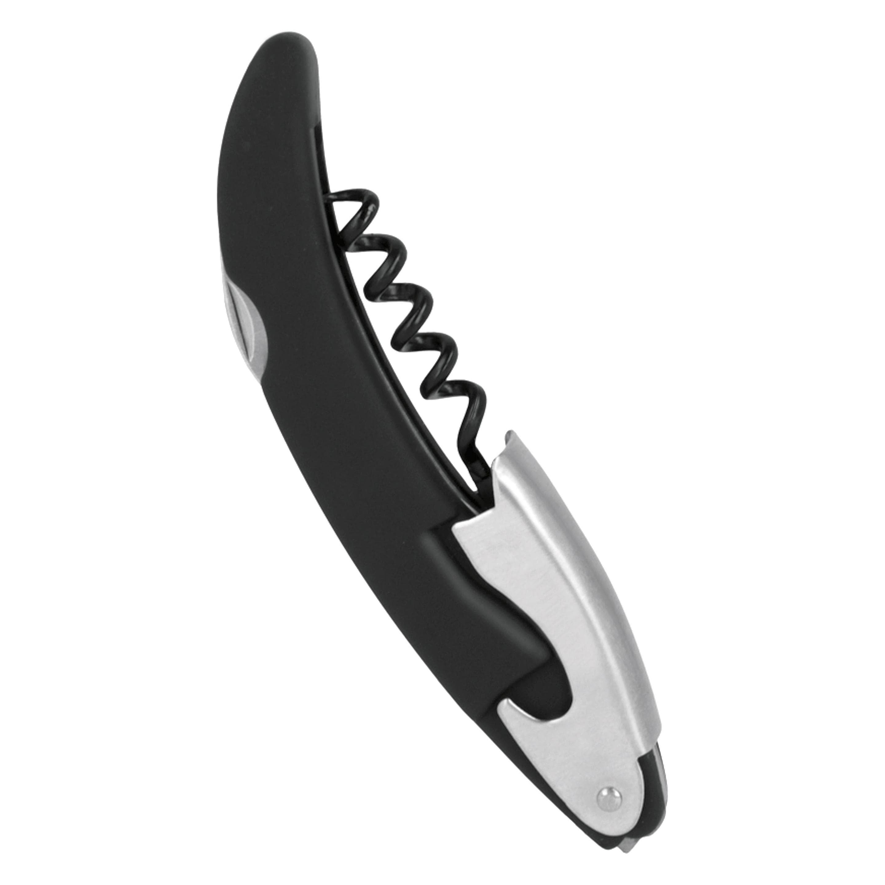 6x Metaltex Elite Kellnerkorkenzieher, Flaschenöffner, Schwarz, Silber