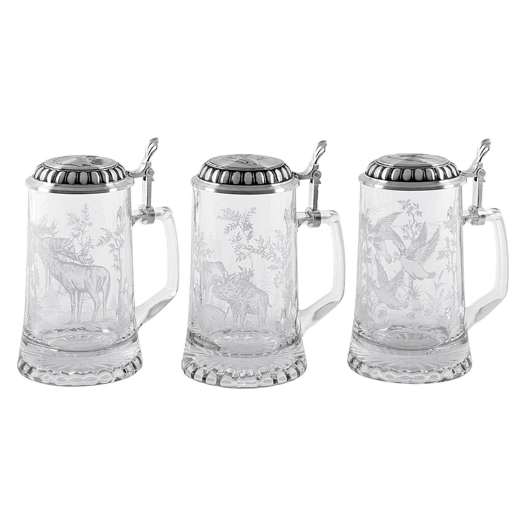 Domex, Biergläser, BierseiWild mit Zinndeckel 0,5 l 3fach assortiert (0.50 l, 1x)