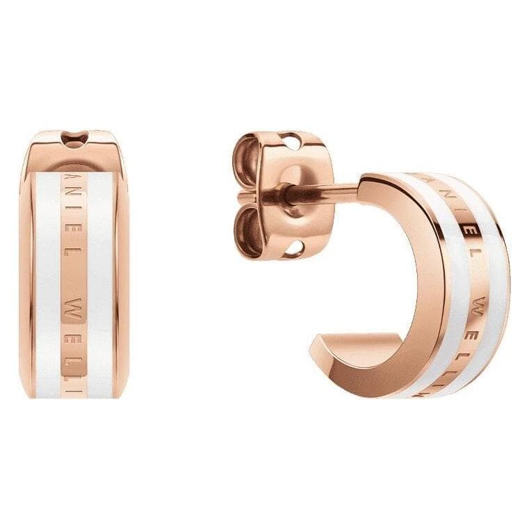 Daniel Wellington, Ohrringe, Emalie Ohrstecker Rose Gold White, (Edelstahl, Emaille)