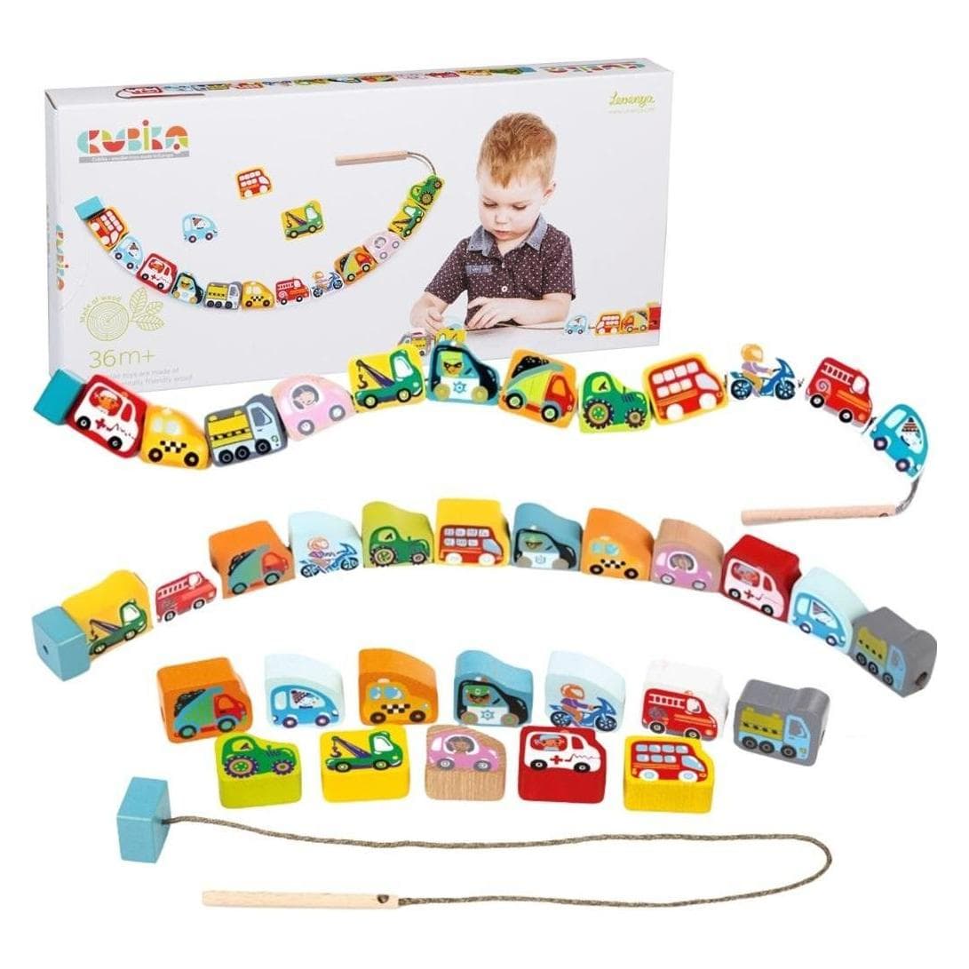 Cubika Holzfädelspiel fliegende Autos (Deutsch, Englisch, Französisch, Italienisch)