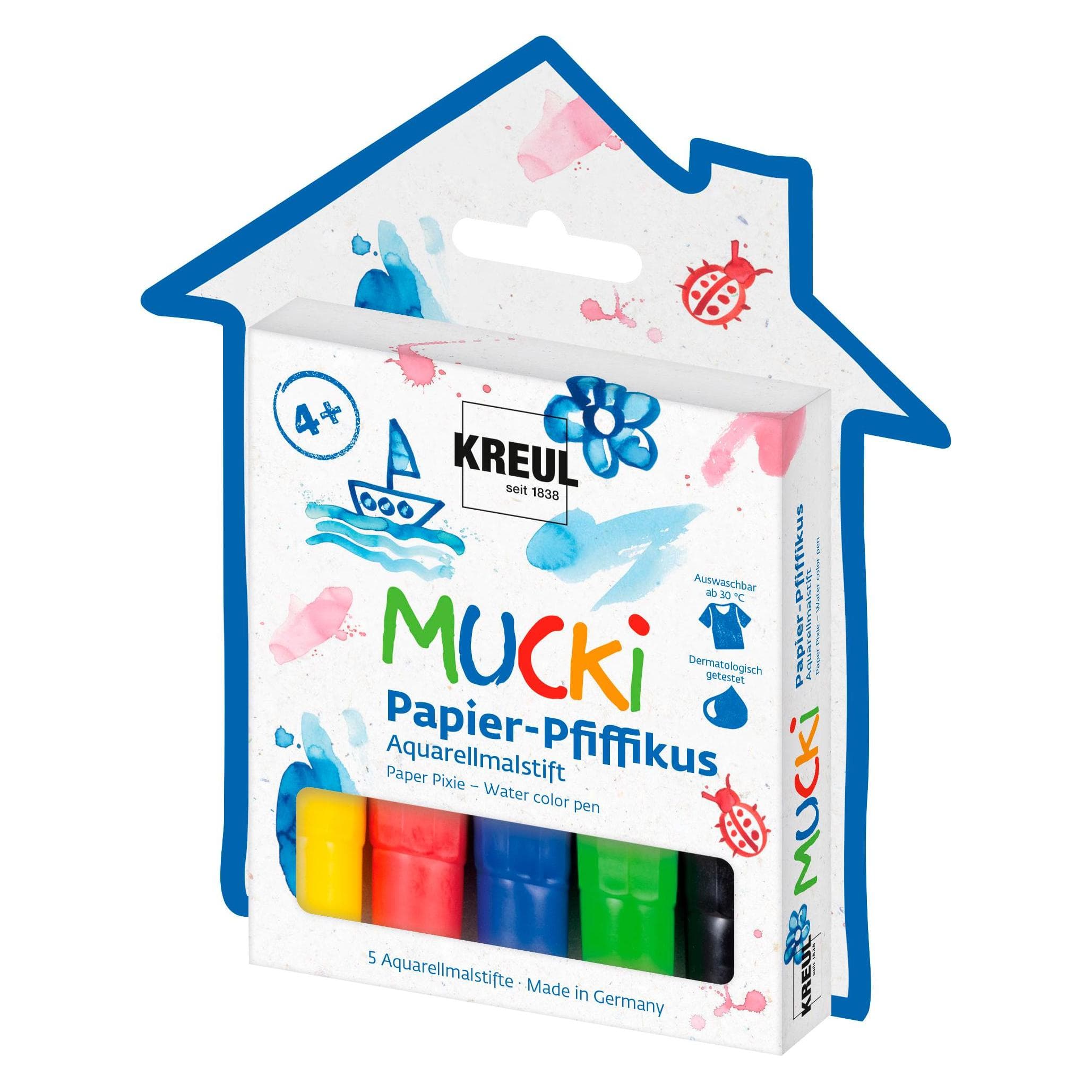 Mucki, Malstifte, Papier Aquarell (5x)
