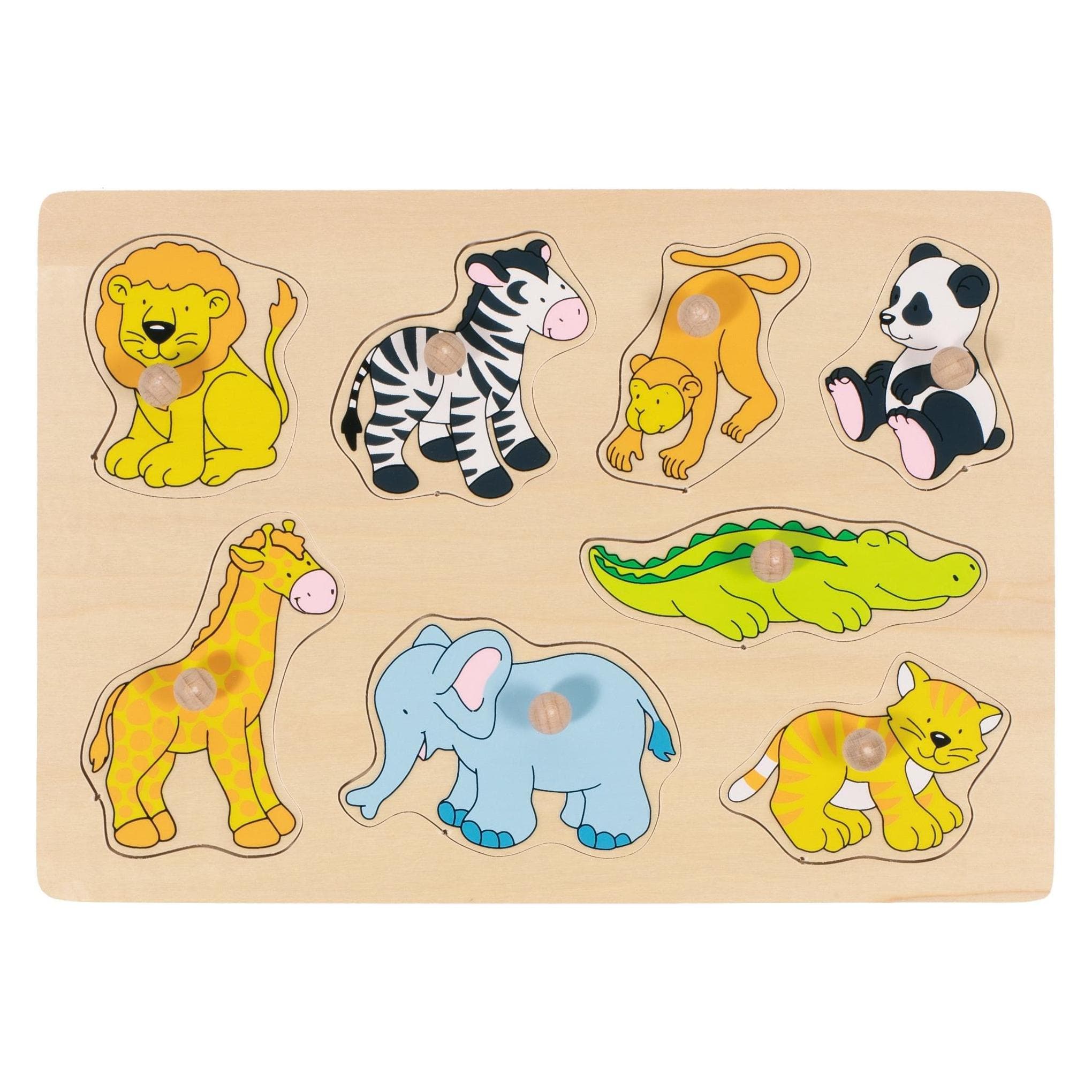 Goki Hölzerne Bubble Puzzle Wildtiere (8 Teile)