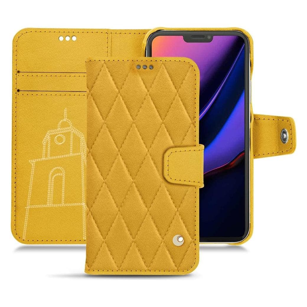 Noreve Lederschutzhülle Wallet (Apple iPhone 11 Pro), Smartphone Hülle, Gelb