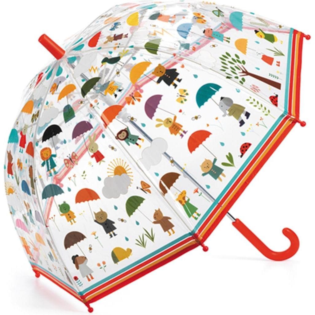 Djeco, Unisex, Regenschirm, Regenschirm Tiere 70x68cm, Mehrfarbig