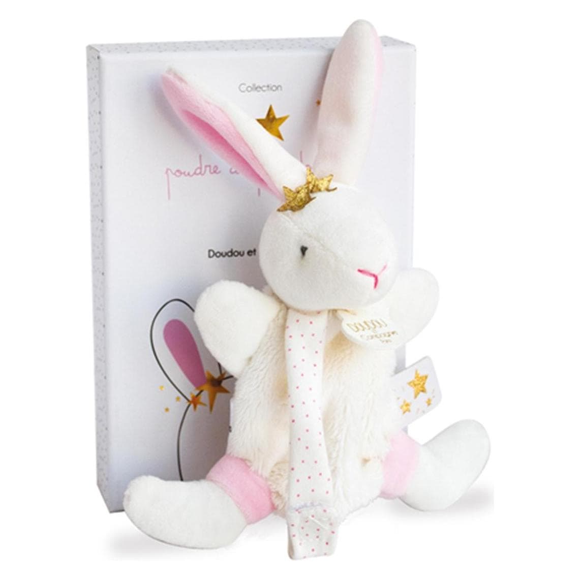 Doudou et Compagnie, Schmusetuch, Hase Stern Schmusetuch mit Schnullerhalter15cm (15 x 12 cm)