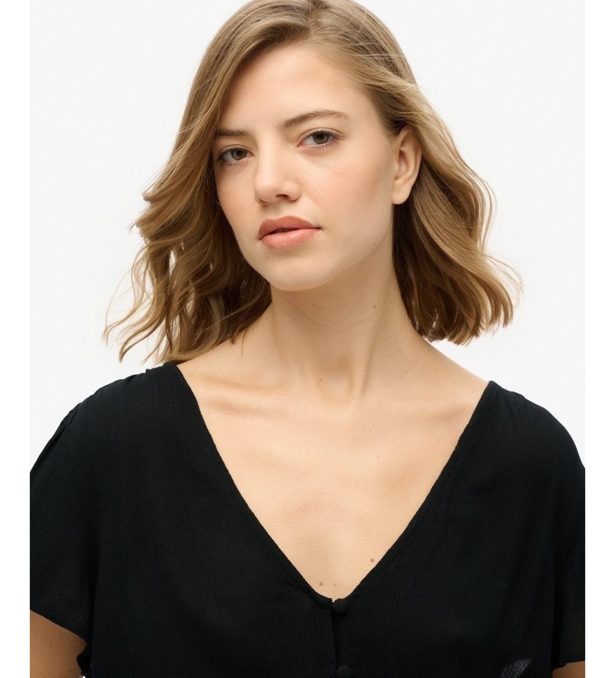 Superdry für Damen. W8011880A Bedruckter kurzärmeliger Jumpsuit schwarz (XS), Lässig, Viskose, Kurzarm