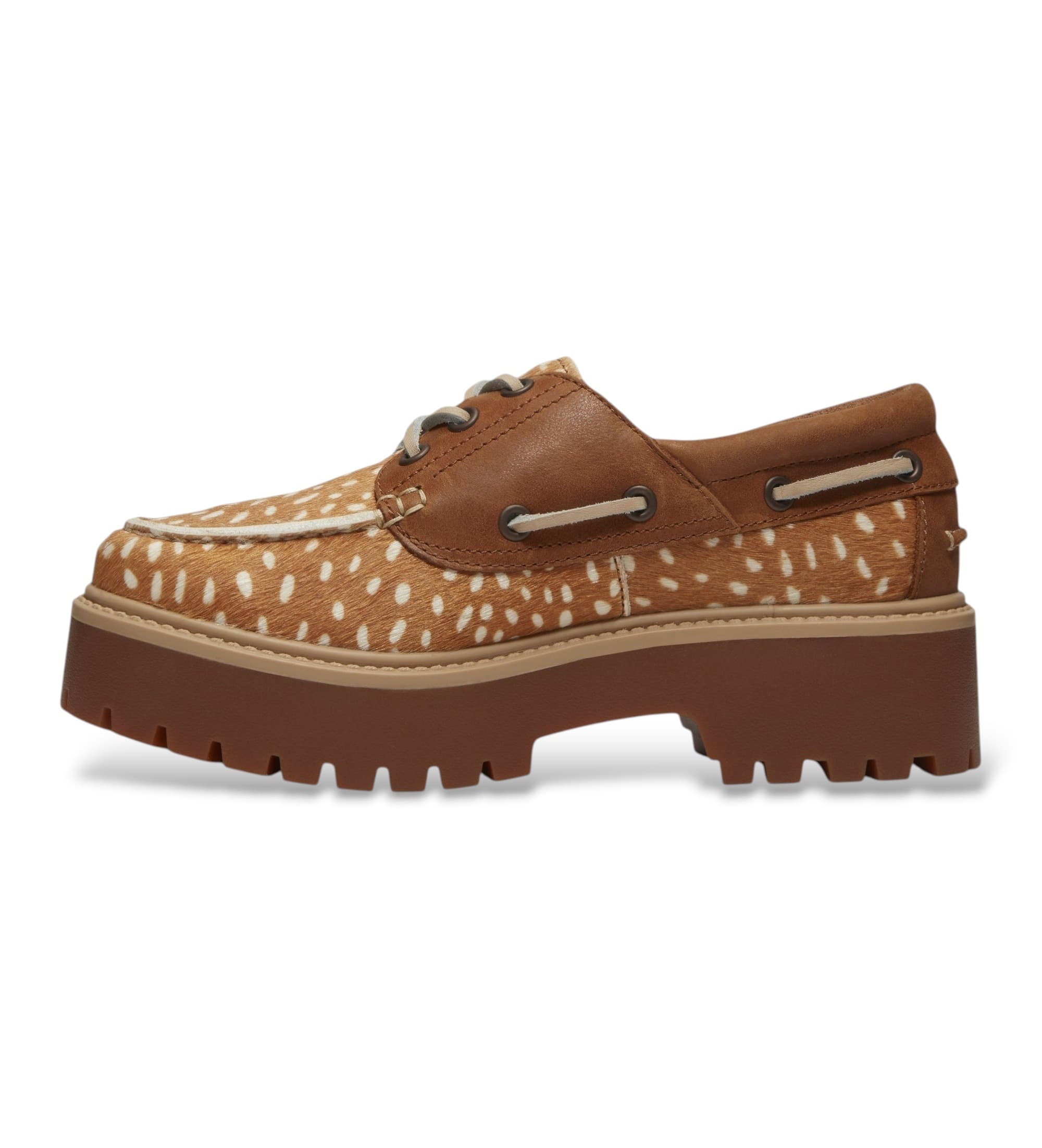 Timberland für Damen. TB0A2GVFANR1 Braune Stone Street-Leder-Bootsschuhe (37 W), Wohnung, Schnürsenkel, Lässig