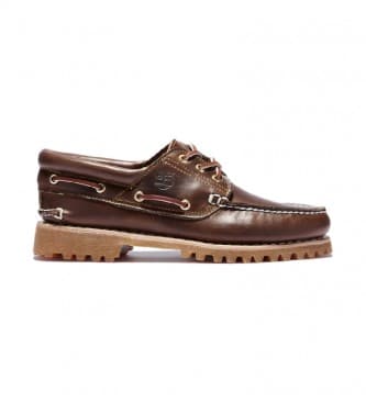 Timberland für Herren. TB0300032141 Leder Bootsschuhe Authentics 3 Eye Classic Lug braun (44), Wohnung, Schnürsenkel, Lässig