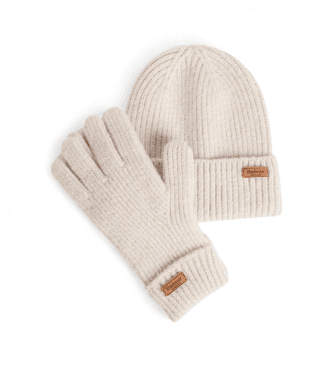 Barbour für Damen. LGS0108 Geschenkset Mütze und Handschuhe Pendle (OSFA), Beige, Lässig, Polyester