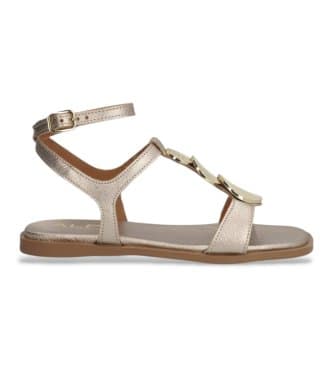 Alpe für Damen. 559241 Sheila Galaxy Sandalen aus goldenem Leder (41), Wohnung, Schnalle, Lässig