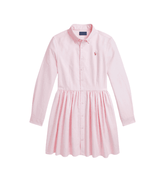 Polo Ralph Lauren für Mädchen. 313934179001 Hemdkleid aus rosafarbenem Oxford-Baumwollstoff (7años= 130/134cm), Lässig, Baumwolle, Langarm,