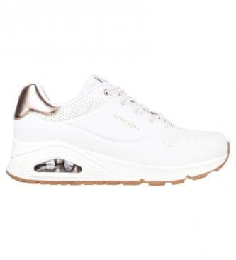 Skechers für Damen. 155196 Sneaker Uno - Shimmer Away weiß (41), Stoff, 3 bis 5 cm, Schnürsenkel, Lässig