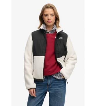 Superdry für Damen. W5012072A Fleece Hybrid Trekker Jacke weiß (M), Lässig, Recyceltes Polyester