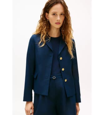Tommy Hilfiger für Damen. WW0WW49335 Schmal geschnittener Blazer mit navygoldenen Knöpfen (34), Lässig, Polyester, Marine