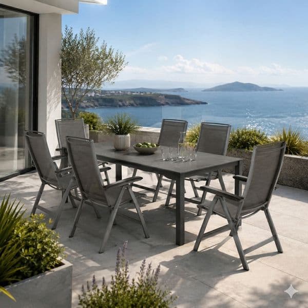 Kettler Forma II Gartenmöbel-Set L verstellbar (6 Plätze) mit OUTLIV. Tisch 220x100cm