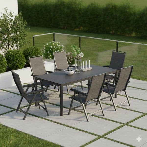 Kettler Forma II Gartenmöbel-Set L verstellbar (6 Plätze) mit OUTLIV. Tisch 220x100cm