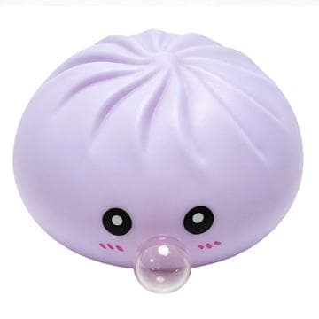 Dumpling-Squishy-Antistressspielzeug, das Blasen macht, mit Dampfkorb - Lila