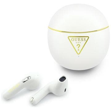 Guess Gold Line Triangle True Wireless Kopfhörer mit Ladecase - Weiß