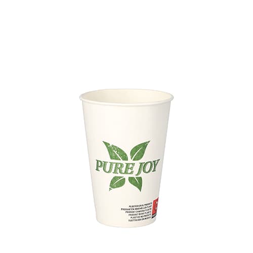 50 x Trinkbecher, Pappe 0,2 l Ø 7,3 cm · 9,9 cm weiss "Pure Joy"